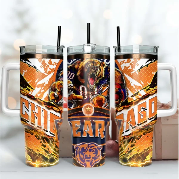 Chicago Bears Football Mascot 40OZ Tumbler PNG Design