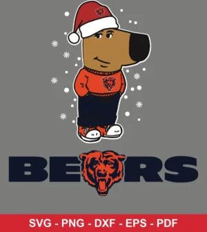 cartoon, modern with holiday theme NFL classic design expressing team pride and holiday cheer for Cricut and Silhouette cutting machines
