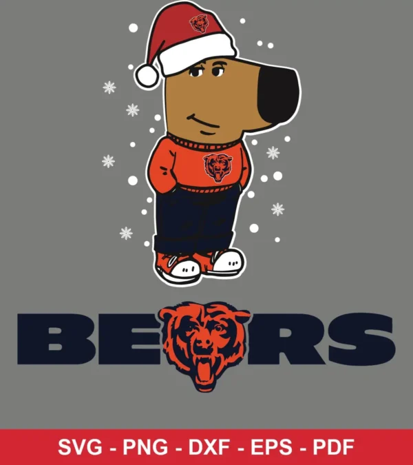 cartoon, modern with holiday theme NFL classic design expressing team pride and holiday cheer for Cricut and Silhouette cutting machines