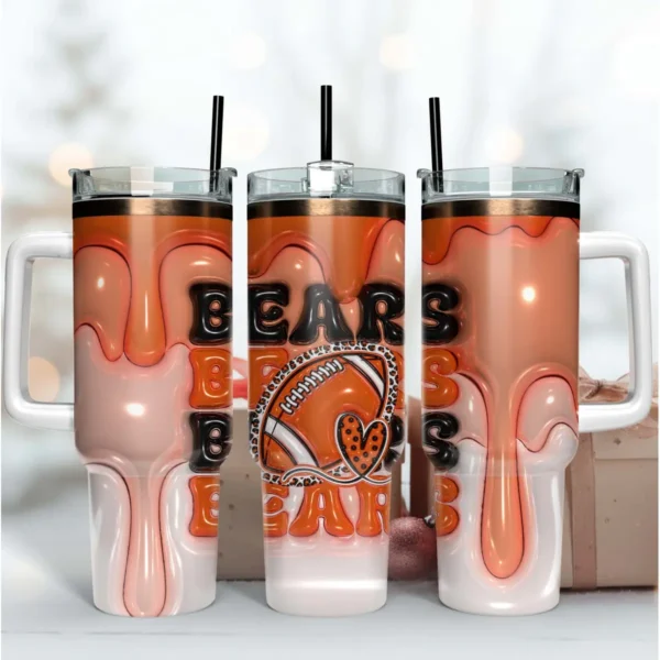 Chicago Bears Inflated Puff Skinny Tumbler 40Oz PNG File