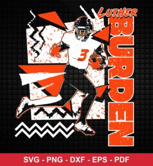 modern cartoon style with bold graphic elements and dynamic action pose NFL classic design expressing excitement and athleticism for Cricut and Silhouette cutting machines