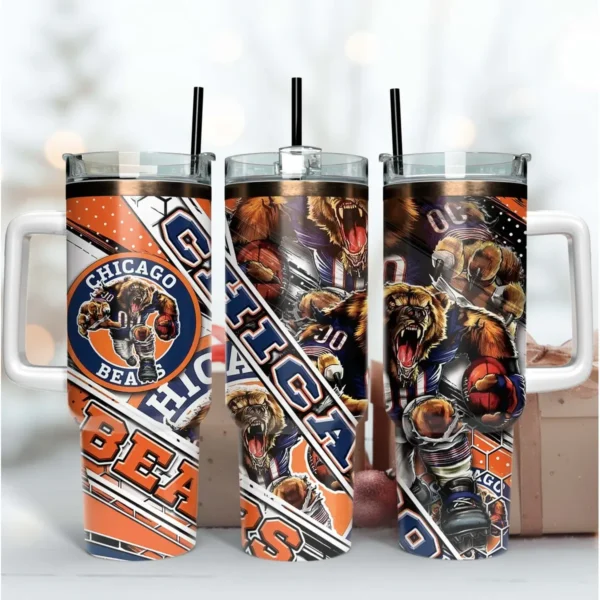 Chicago Bears Mascot 40Oz Tumbler NFL PNG Design