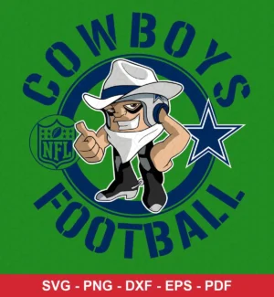 cartoon, bold, modern sports mascot style Cowboys mascot design expressing team pride for Cricut and Silhouette cutting ma...