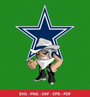 modern cartoon character with bold outlines and vibrant colors Cowboys mascot design expressing positive/encouraging for C...
