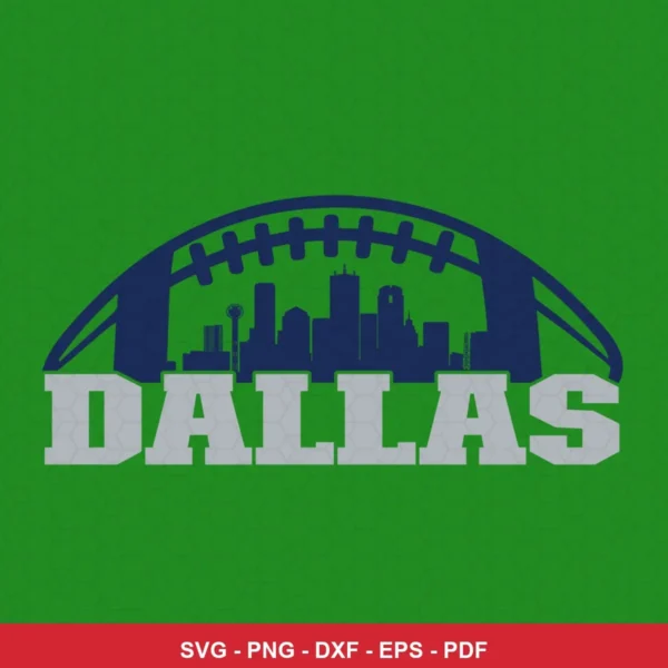 modern minimalist with sports and cityscape elements Cowboys classic design expressing neutral/pride featuring football ou...