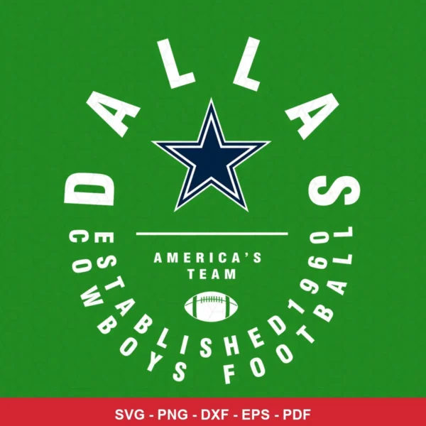 minimalist, vintage-inspired emblem style Cowboys classic design expressing pride and team identity for Cricut and Silhoue...