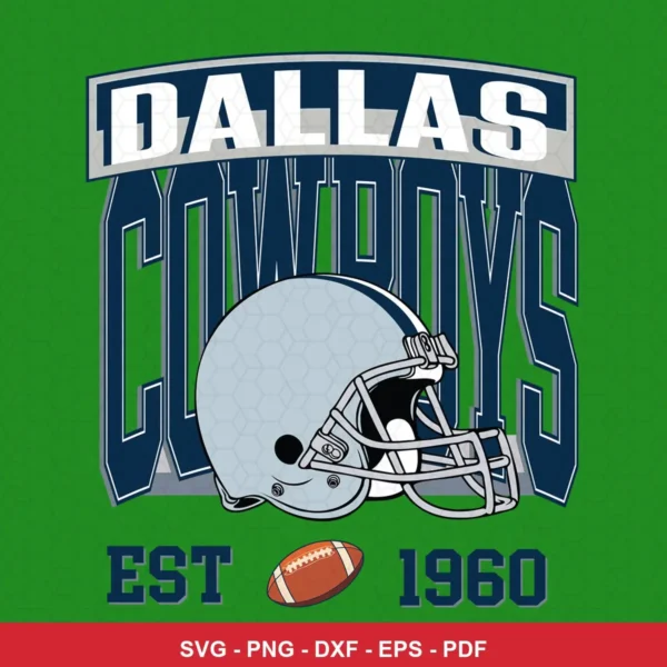 modern clean vector art with bold typography Cowboys helmet design expressing team pride for Cricut and Silhouette cutting...