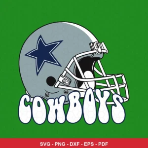 modern, clean vector art with bold typography Cowboys helmet design expressing team pride for Cricut and Silhouette cuttin...