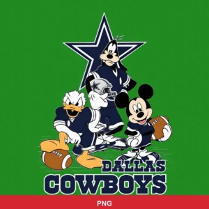 cartoon, modern, playful Cowboys cartoon design expressing team pride and fun featuring mickey mouse for Cricut and Silhou...