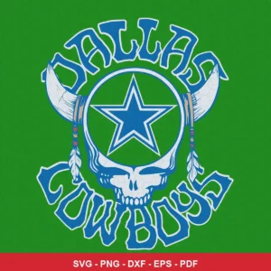 modern cartoon with tribal and skull motifs Cowboys skull design expressing team pride for Cricut and Silhouette cutting m...