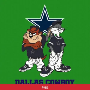 cartoon, modern with classic Looney Tunes characters Cowboys cartoon design expressing team pride and mascot representatio...