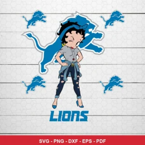 modern cartoon style with vintage character (Betty Boop) and sports logo integration NFL logo design expressing team pride...
