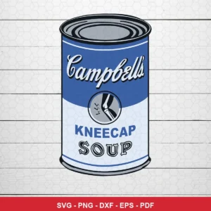 minimalist cartoon with vintage Campbell's soup can parody NFL classic design expressing mockery for Cricut and Silhouette...