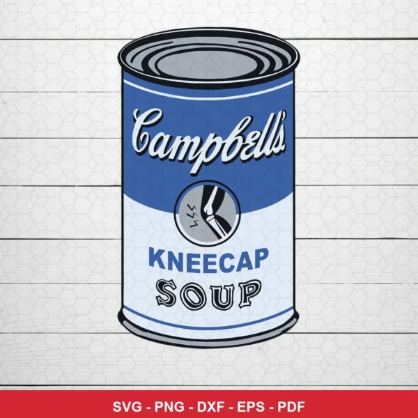 minimalist cartoon with vintage Campbell's soup can parody NFL classic design expressing mockery for Cricut and Silhouette...