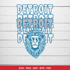 modern minimalist line art with a cool, stylized lion head and layered text NFL classic design expressing pride/coolness f...