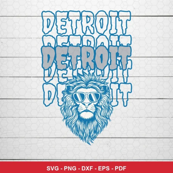 modern minimalist line art with a cool, stylized lion head and layered text NFL classic design expressing pride/coolness f...