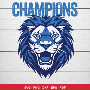 modern, bold graphic with a stylized lion head illustration NFL classic design expressing pride and strength for Cricut an...
