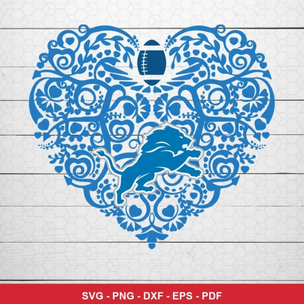 floral ornamental heart with modern minimalist elements NFL classic design expressing team pride and affection for Cricut ...