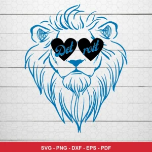 modern minimalist line art with a stylized lion face and heart-shaped sunglasses NFL classic design expressing affection/p...