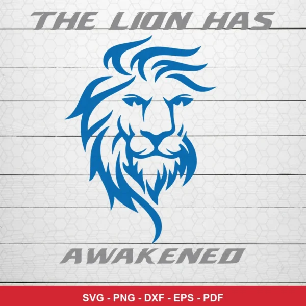 minimalist, modern, and clean with a focus on a stylized lion head graphic NFL classic design expressing pride and awakeni...