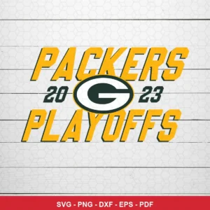 minimalist, modern text-based graphic Packers bundle design expressing team pride and playoff excitement for Cricut and Si...