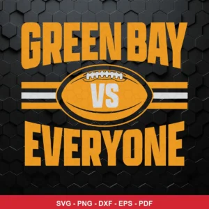 modern, bold typography with a clean sports graphic style Packers rivalry design expressing pride and defiance featuring b...
