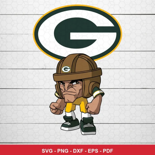 modern cartoon character with bold lines and exaggerated features Packers bundle design expressing neutral for Cricut and ...