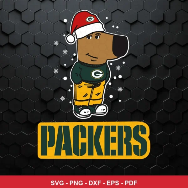 cartoon, modern, clean lines with a festive holiday theme Packers bundle design expressing team pride and festive cheer fo...