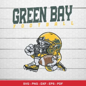 cartoon, modern, playful Packers bundle design expressing team pride and enthusiasm for Cricut and Silhouette cutting mach...