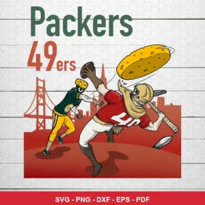 modern cartoon style with bold outlines and simplified shapes 49Ers rivalry design expressing mockery and dominance for Cr...