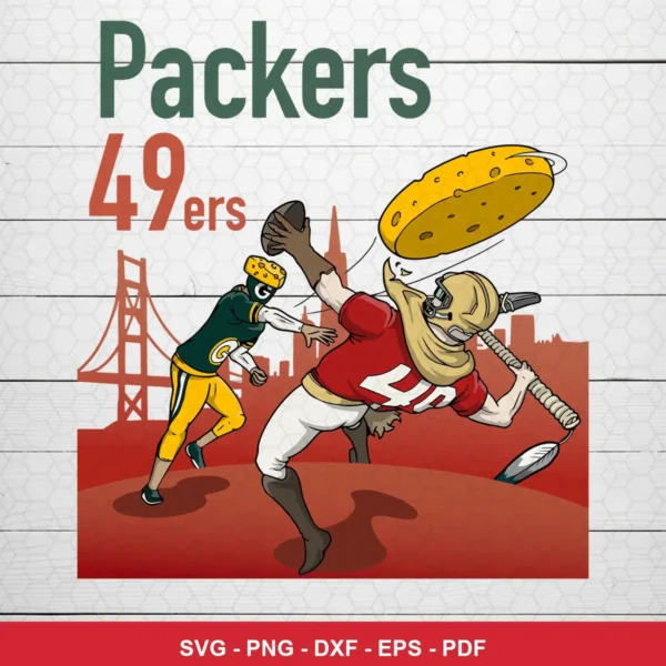 modern cartoon style with bold outlines and simplified shapes 49Ers rivalry design expressing mockery and dominance for Cr...