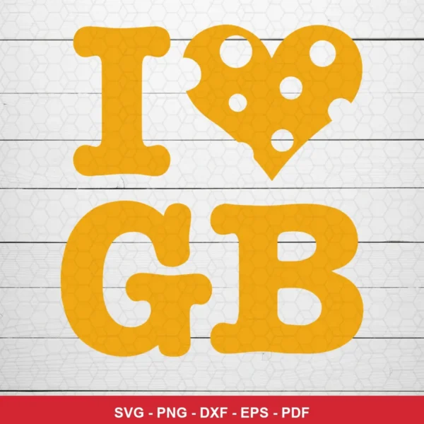 simple, modern, minimalistic with a playful cheese-themed heart shape Packers SVG bundle for Cricut and Silhouette
