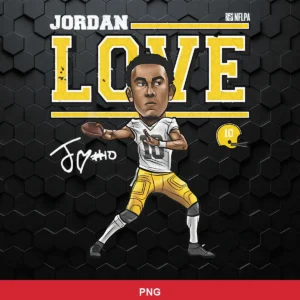 modern cartoon caricature with bold typography Packers player SVG expressing pride and player focus for Cricut and Silhouette