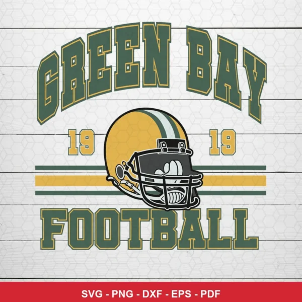 vintage, classic football helmet illustration with bold typography vintage Packers SVG for Cricut and Silhouette