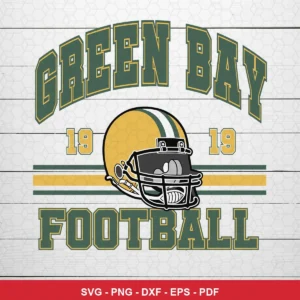 vintage, classic football helmet illustration with collegiate block typography vintage Packers SVG for Cricut and Silhouette