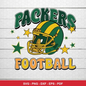 vintage cartoon style with bold outlines and classic typography vintage Packers SVG for Cricut and Silhouette