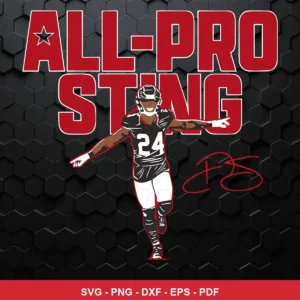 modern, minimalistic vector art with bold typography Nfl player SVG expressing pride and celebration for cutting machines