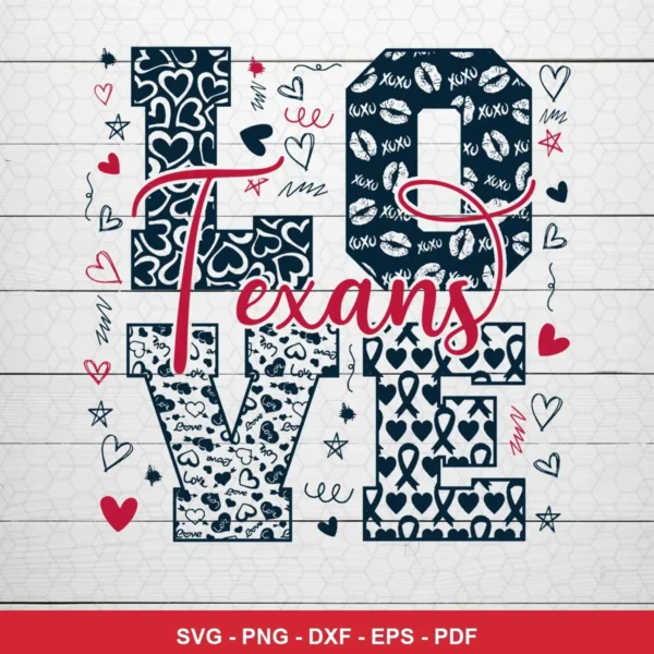 modern, decorative typography with heart and star patterns Nfl SVG for Cricut and Silhouette