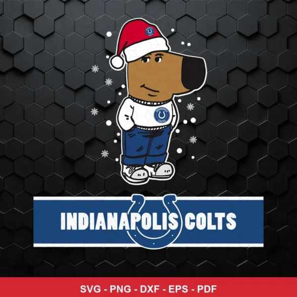 cartoon, modern, clean lines with a festive holiday theme Colts SVG for Cricut and Silhouette
