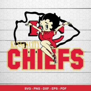 cartoon vintage style featuring Betty Boop character with bold sports typography Chiefs SVG for Cricut and Silhouette