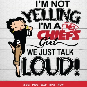 cartoon vintage style featuring Betty Boop character Chiefs SVG expressing pride and enthusiasm for Cricut and Silhouette