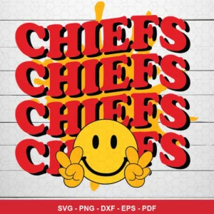 modern cartoon style with bold typography and simple graphic elements Chiefs SVG for Cricut and Silhouette