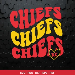 modern, bold typography with a playful and vibrant cartoonish feel Chiefs SVG for Cricut and Silhouette