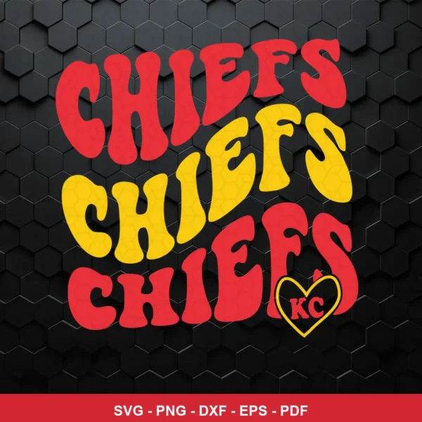 modern, bold typography with a playful and vibrant cartoonish feel Chiefs SVG for Cricut and Silhouette