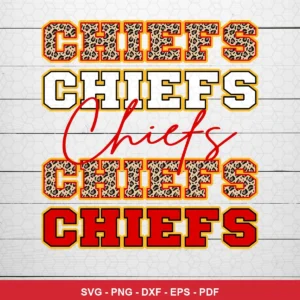 modern typography with leopard print accents Chiefs SVG expressing team pride for Cricut and Silhouette