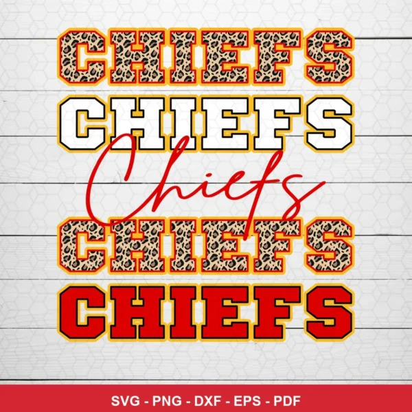 modern typography with leopard print accents Chiefs SVG expressing team pride for Cricut and Silhouette