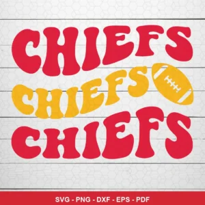 bold, retro-inspired typography with a simple football graphic Chiefs SVG expressing team pride for Cricut and Silhouette