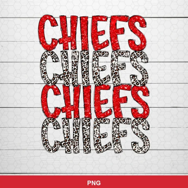 modern glitter text with a mix of bold red and leopard print patterns Chiefs SVG for Cricut and Silhouette