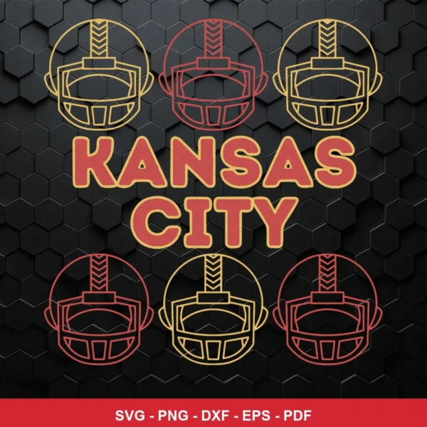 modern minimalist with neon outline effect Chiefs helmet SVG expressing team pride for Cricut and Silhouette