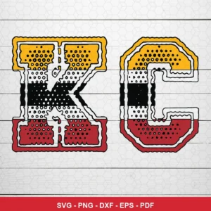 modern, stylized with halftone dot pattern and bold outlines Chiefs logo SVG for Cricut and Silhouette